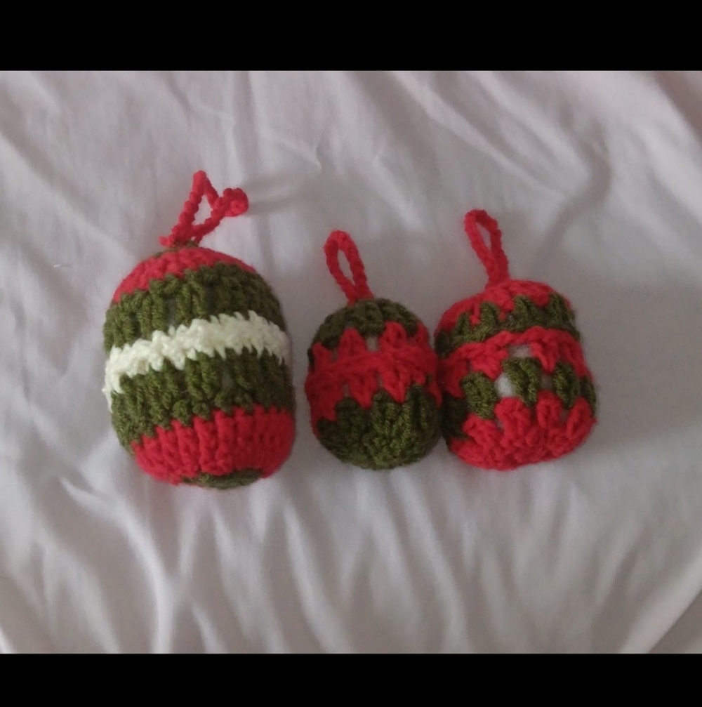 Handcrafted Red and Green Holiday Ornaments